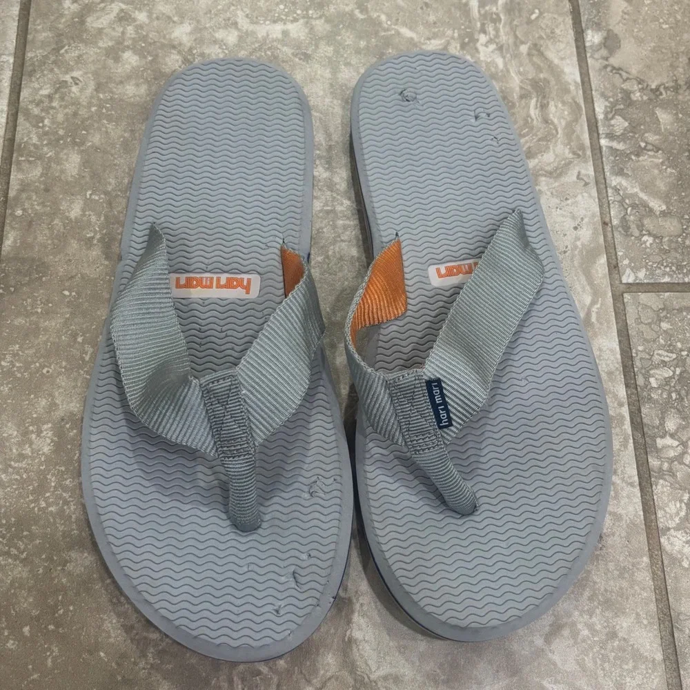 Hari Mari Mens Dunes Flip Flops Grey Orange Blue Thong Sandals Size 10